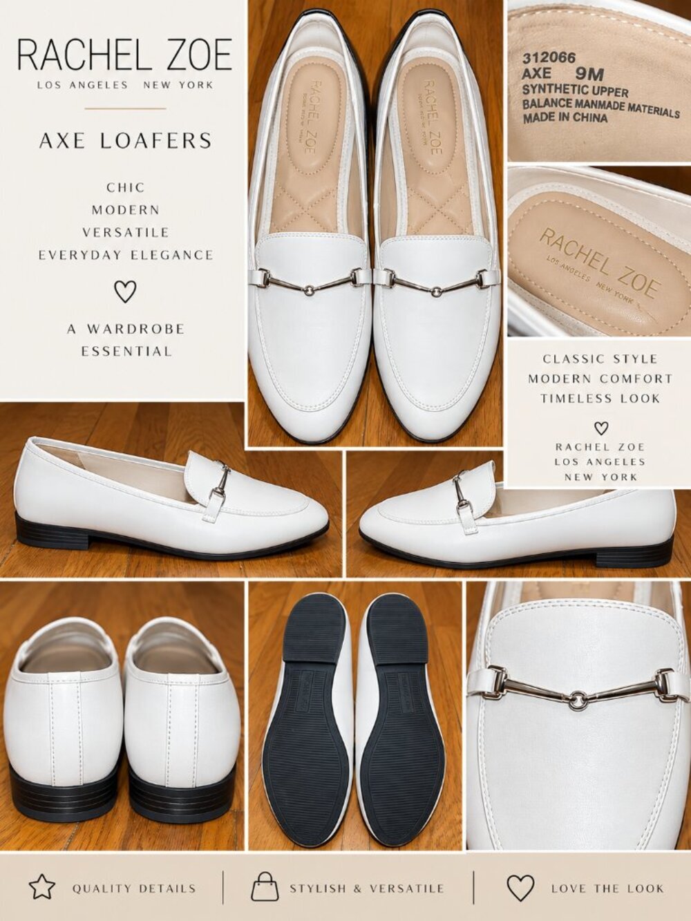 Rachel Zoe Axe White Horsebit Loafers Women’s Size 9M NWOT Slip On Flats